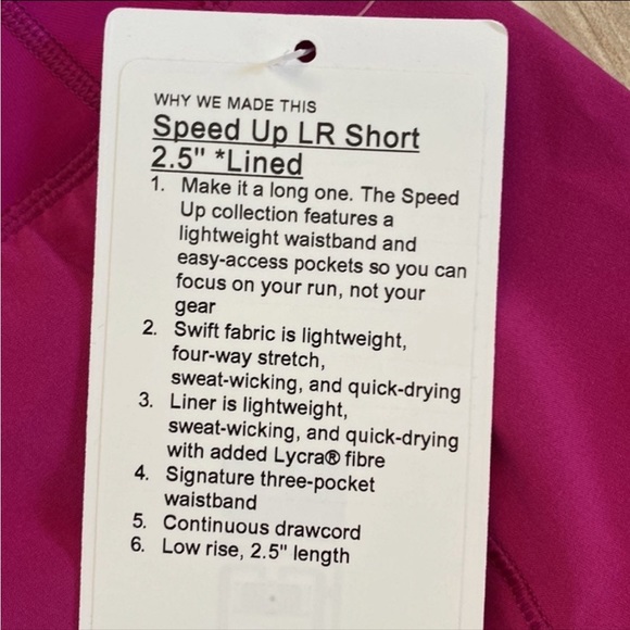 ❤️ Lululemon Speed Up Low-Rise Lined Short 2.5" Ripened Raspberry Pink NWT - Picture 8 of 9